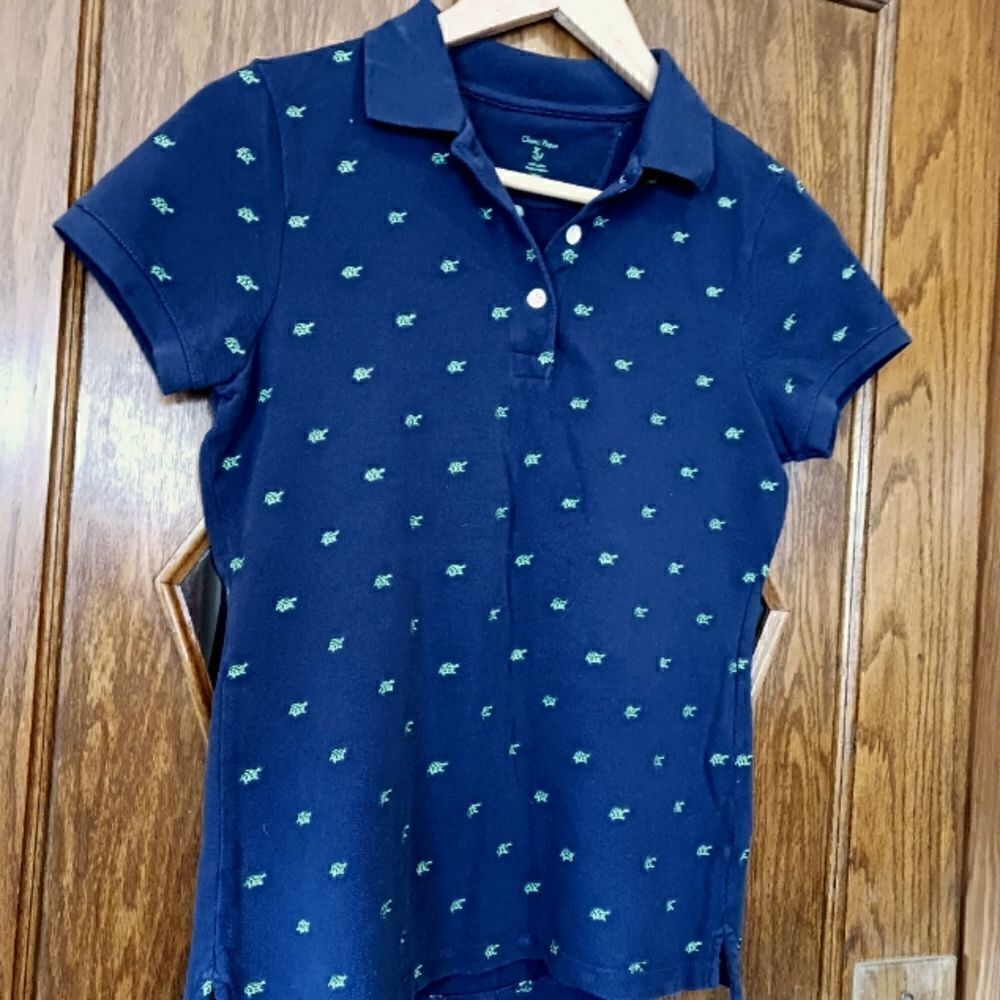 Classic Pique Navy Polo Shirt with Turtles Cotton